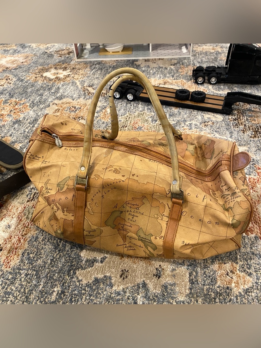 Bag, Vintage Map-Print Travel Duffle
